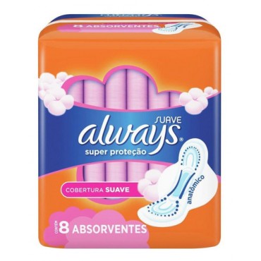 Absorvente Always Com Abas Dia Suave 8Und.