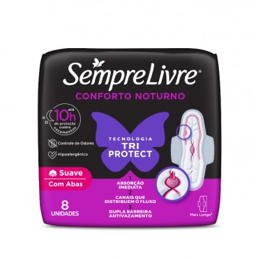Abs. SempreLivre Noturno Suave Com Abas 8und.