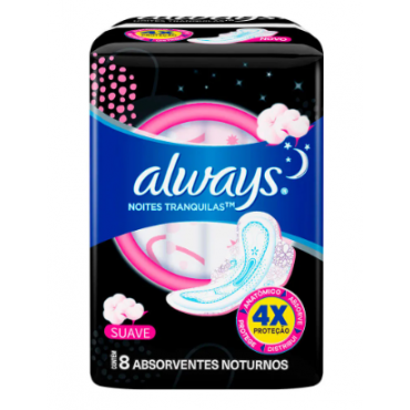 Absorvente Always Noturno Suave Com Abas.