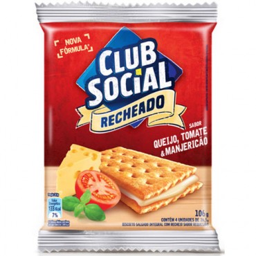 Biscoito Recheado Club Social Sabor Queijo, Tomate e Manjericão 106g