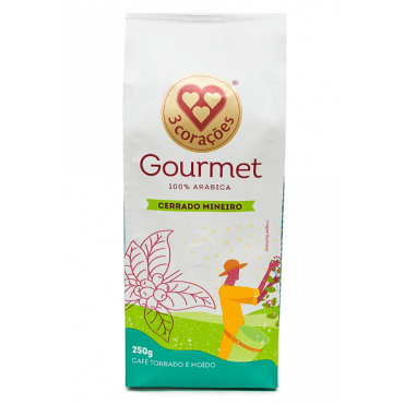 Café Torrado e Moído Cerrado Mineiro 3 Corações Gourmet 250g