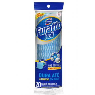 Pano Multiuso Furatto Roll Com 20 Unidades