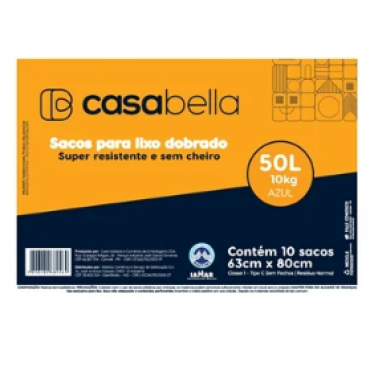 Saco de Lixo Casabella Azul 50 Litros
