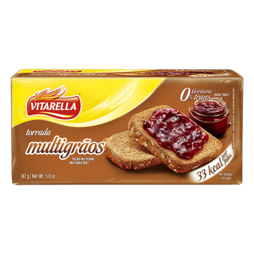 Torrada Multigrãos Vitarella Pacote 142g