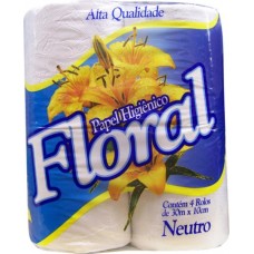 Papel Higiênico Floral Neutro  4 Rolos.